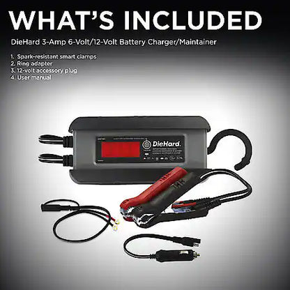 3-Amp 6-Volt/12-Volt Automotive Battery Charger and Maintainer: Digital Display