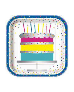 321 Party! 7" Foil Silver Style Birthday Party Plates, 8 ct