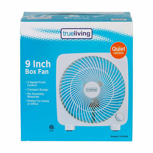 True Living Box Fan, 9 in