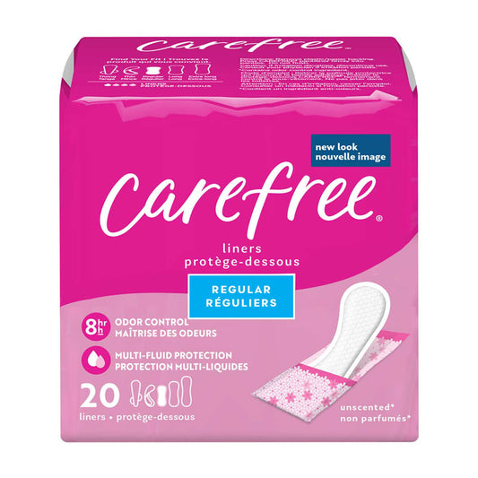 Carefree Panty Liners, Regular, Unscented, 20 ct