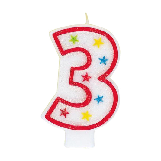 321 Party! Glitter Number 3 Birthday Candle