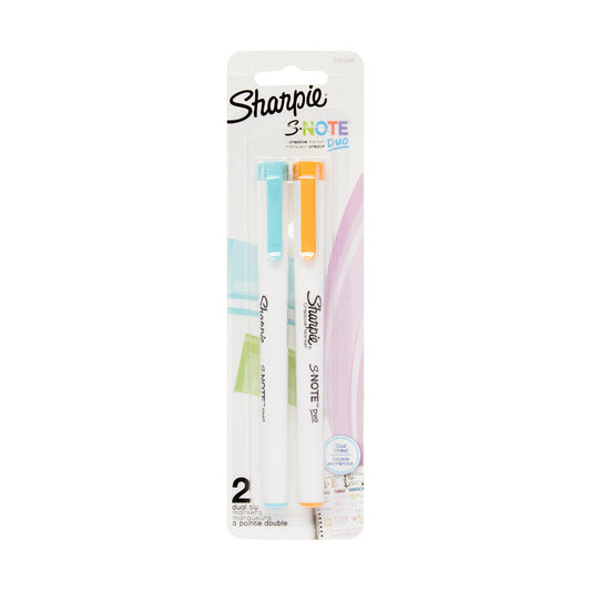 Sharpie S-Note Duo Dual-Ended Creative Markers, Part Highlighter, Part Art Marker, Assorted Colours, Fine and Chisel Tips, 2 Count
