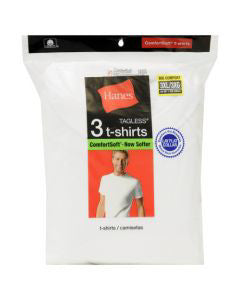 Hanes Men's Tagless White T-shirts, Small, 3 pk