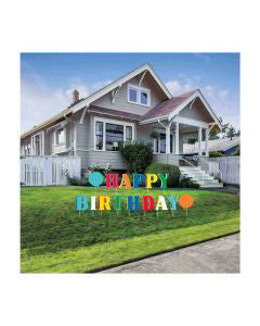 321 Party! Rainbow "Happy Birthday" Yard Sign Kit, 15 pc