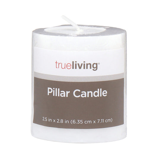 True Living White Pillar Candle