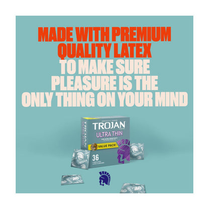 Trojan Ultra Thin Lubricated Latex Condoms, 12 ct