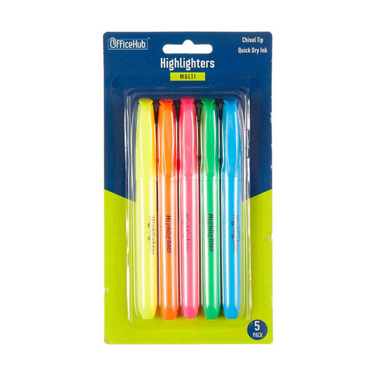 OfficeHub Highlighters, Chisel Tip, Multi Color, 5 pk