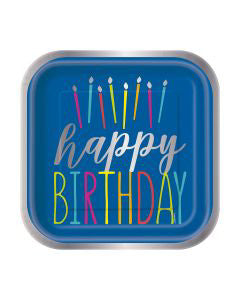 321 Party! 9" Foil Silver Style Birthday Party Plates, 8 ct