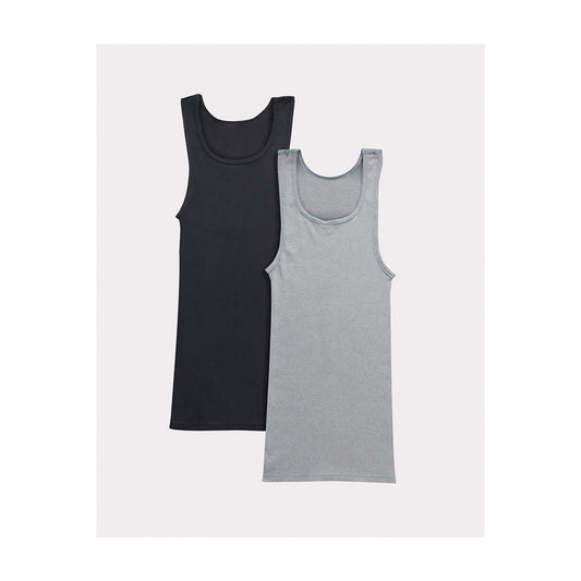 Hanes Men's Tagless Tanks, Ribbed Tank Top Undershirts, Assorted Colors, Large, 2 pk