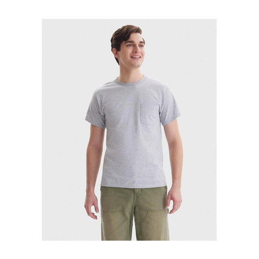 Hanes Men's Pocket T-Shirt - Light Steel, 2X