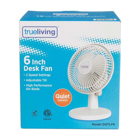 True Living Adjustable Desk Fan, 6 in