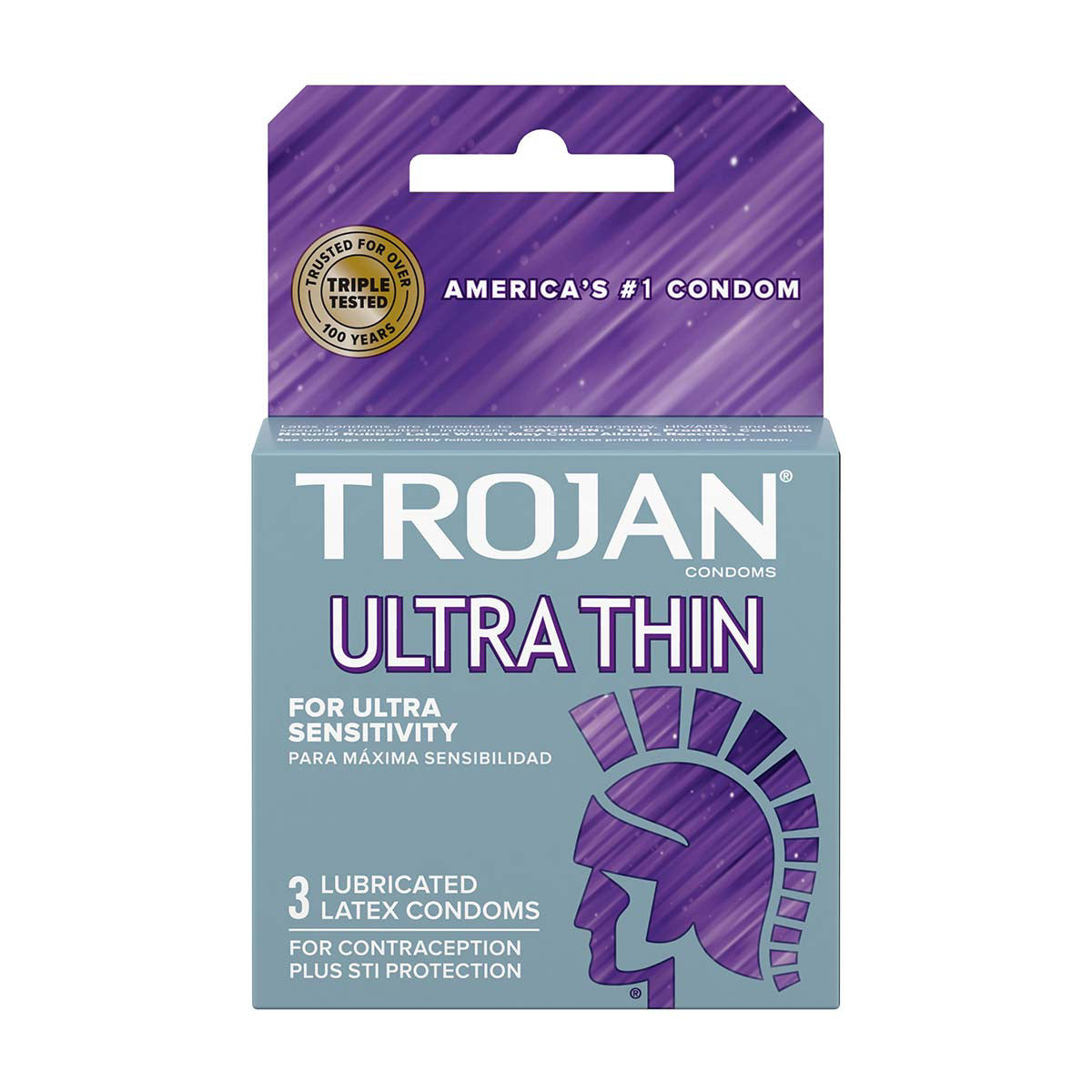 Trojan Ultra Thin Condoms, Lubricated Latex Condoms for Ultra Sensitivity, 3 ct