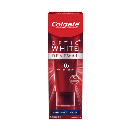 Colgate Optic White Renewal Teeth Whitening Toothpaste, High Impact White, 3 oz Tube