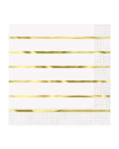 321 Party! Foil Gold Striped Luncheon Napkins, 16 ct