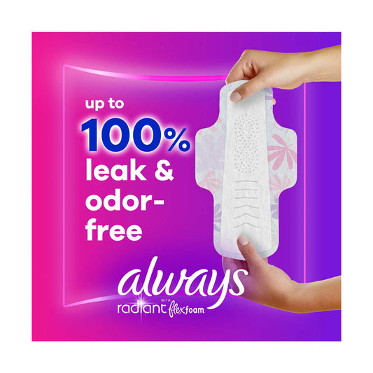 Always Radiant Feminine Pads with Flex Foam, Size 1 Regular, 30 ct