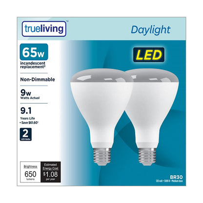 True Living 65W/10W LED Daylight Light Bulbs, 2 ct