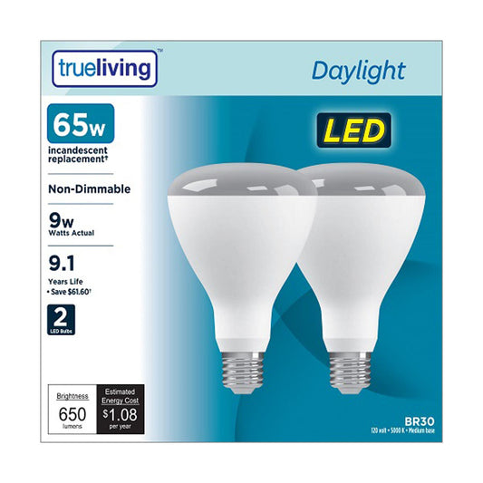 True Living 65W/10W LED Daylight Light Bulbs, 2 ct