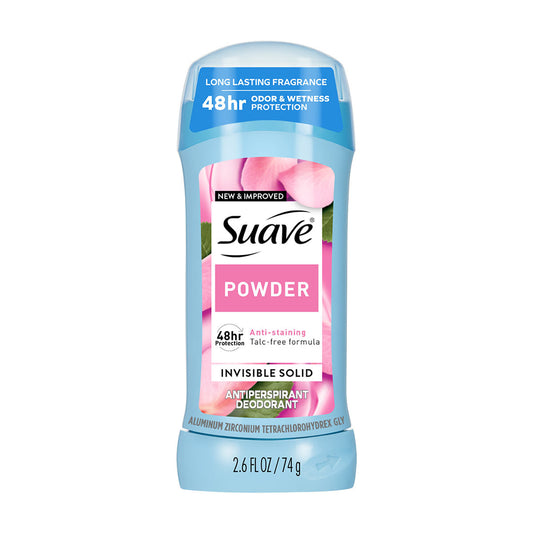 Suave Invisible Solid Antiperspirant Deodorant For Women, Powder, 2.6 oz