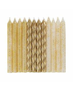 321 Party! Gold & Glitter Birthday Candles, 24 ct