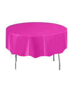 321 Party! Round Plastic Hot Pink Tablecloth, 84"