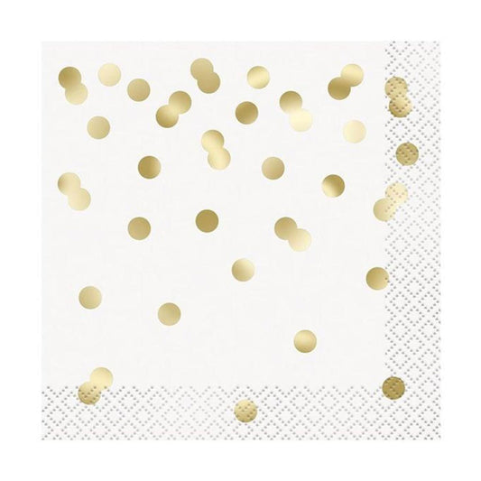 321 Party! Foil Gold Confetti Dots Beverage Napkins, 16 ct