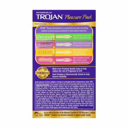 Trojan Pleasure Variety Pack Lubricated Condoms, 12 ct