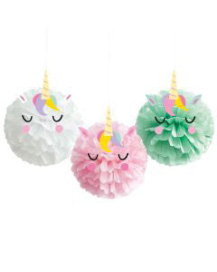 321 Party! 9" Unicorn Tissue Paper Pom Poms, 3 ct