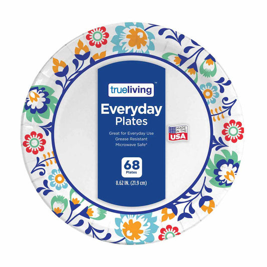 True Living Everyday Paper Plates, 68 ct
