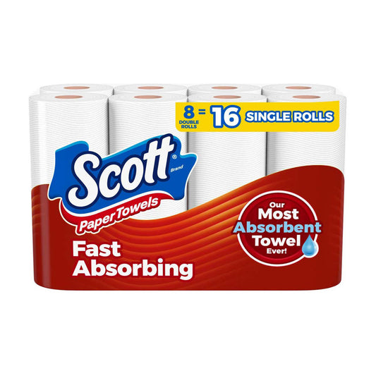 Scott Paper Towels, Choose-A-Sheet, 8 Double Rolls = 16 Regular Rolls (100 Sheets Per Roll)