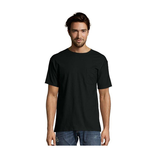 Hanes Men's Short Sleeve Pocket Tee - Black, Large