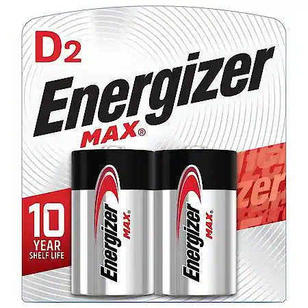 MAX Alkaline D Batteries, 2 Pack