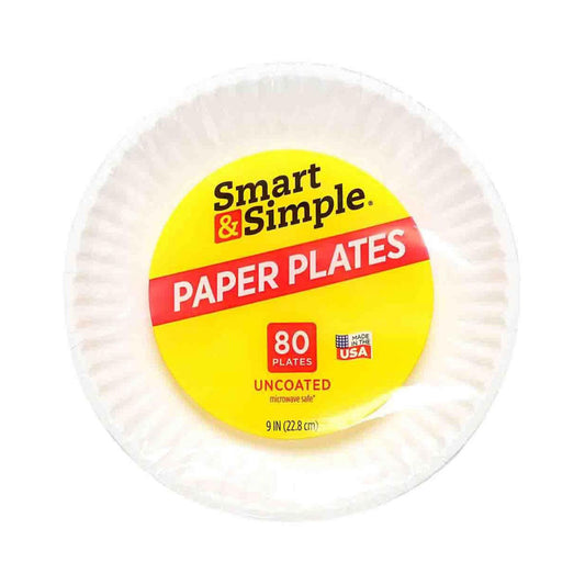 Smart & Simple Paper Plates, 9 in, 80 ct