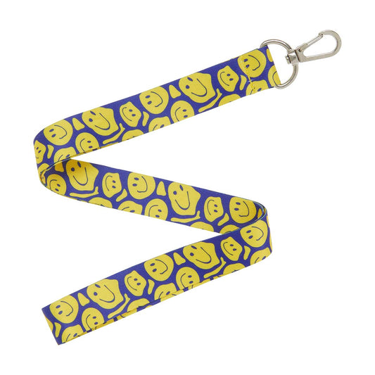 Smiley Face Print Lanyard with Clip