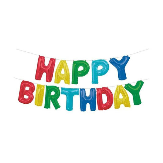 321 Party! Foil Bright Color "Happy Birthday" Letter Balloon Banner Kit