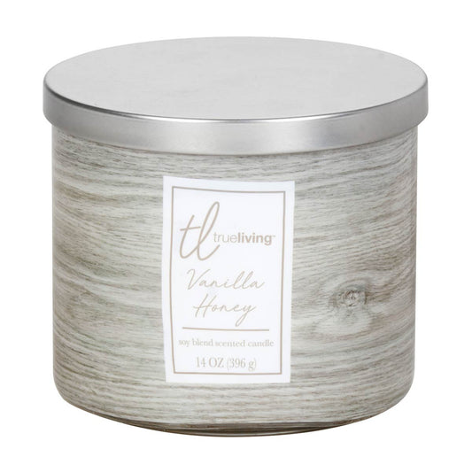 True Living 3-Wick Candle, Vanilla Honey, 14 oz