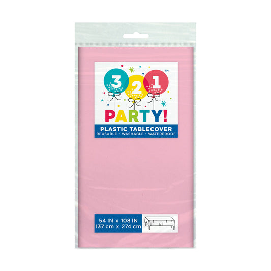 321 Party! Plastic Pink Tablecloth, 54" x 108"