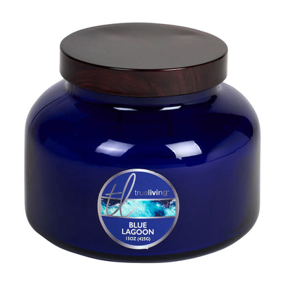 True Living Blue Lagoon Scented Candle, Dual-Wick, Cobalt Glass Jar, 15 oz