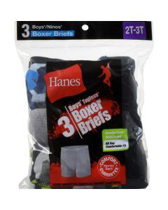 Hanes Boy Boxer Brief, Size 2T/3T, 3 ct