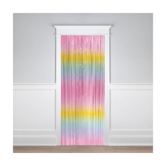 321 Party! Pastel Rainbow Foil Fringe Curtain