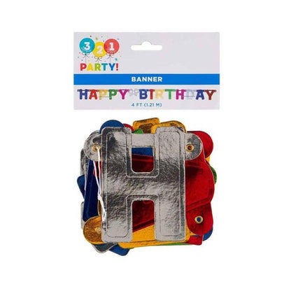 321 Party! 4 ft Metallic Happy Birthday Banner