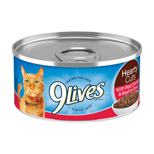 9Lives Hearty Cuts With Real Beef & Chicken In Gravy Wet Cat Food, 5.5 oz Can, 1 ct