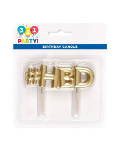 321 Party! Gold #HBD Birthday Candle