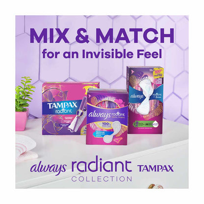 Tampax Radiant Tampons with LeakGuard Braid, Regular Absorbency, Unscented, 28 Count