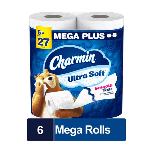 Charmin Ultra Soft Toilet Paper, Mega Plus Rolls, 6 ct