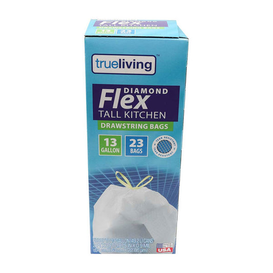 True Living Diamond Flex Tall Kitchen Drawstring Bags, 23 ct