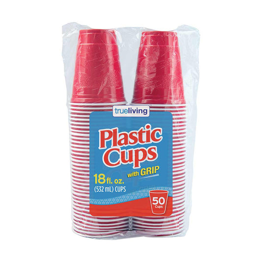 True Living 18 oz Plastic Cups, 50 ct