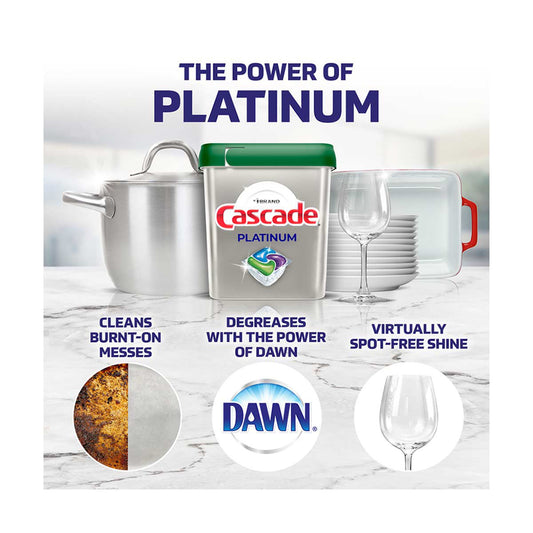Cascade Platinum Plus ActionPacs Dishwasher Detergent, Fresh Scent, 62 ct