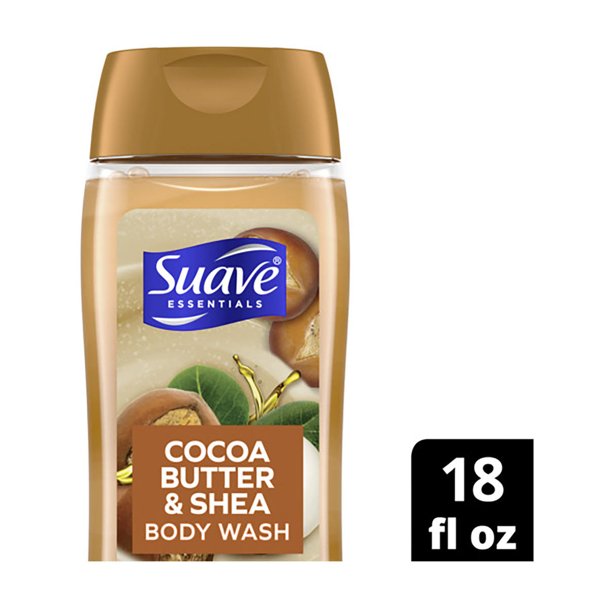 Suave Essentials Body Wash, Cocoa Butter & Shea, 18 fl oz