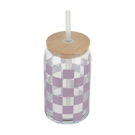 Stylish Glass Tumbler with Lid and Straw, Assorted