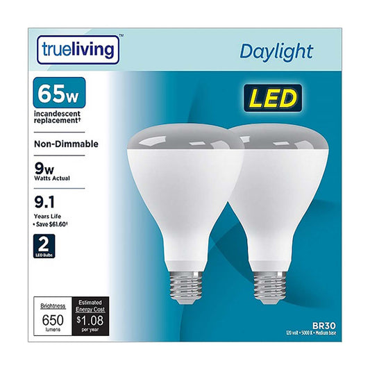 True Living 65 W/10 W LED Daylight Light Bulbs, 2 ct